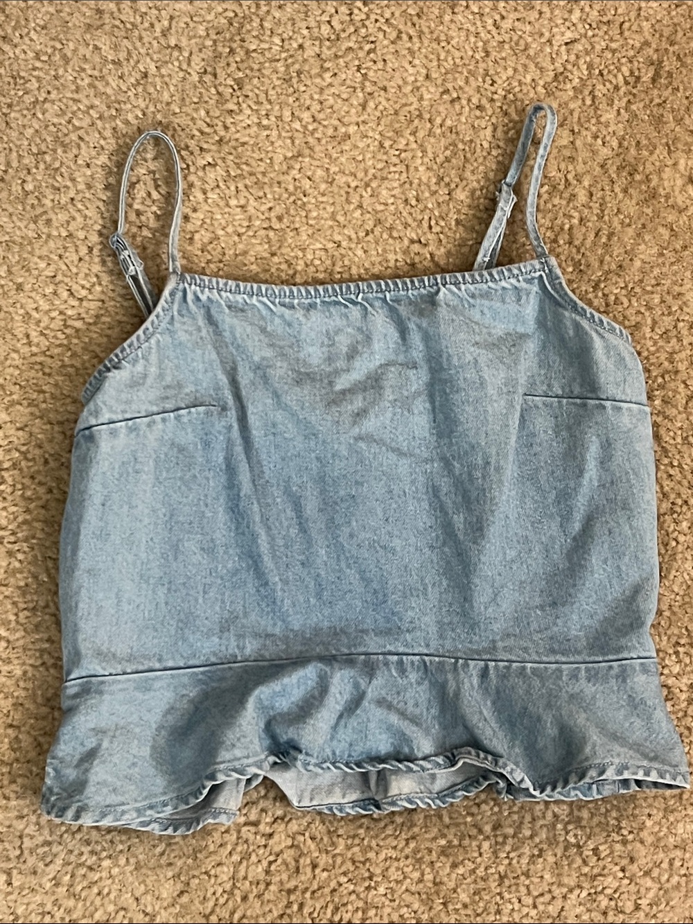 American Eagle Junior's Light Wash Denim Spaghetti Strap Camisole